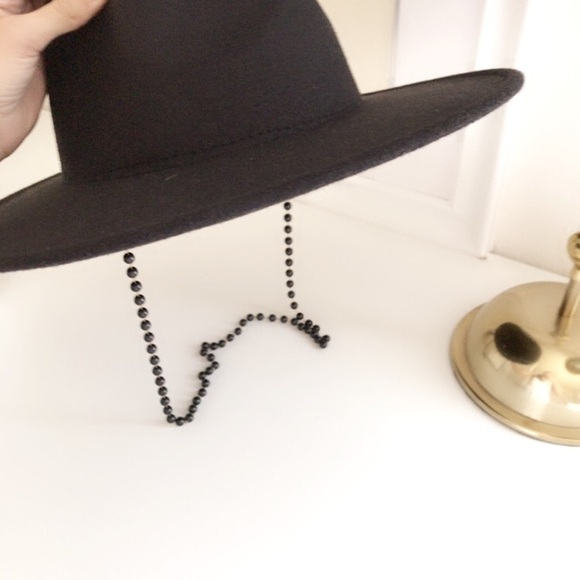 Hat medium fedora with string pearls black - Picture 3 of 6